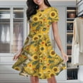 thumbnail image 1 of Sunflower Butterfly Garden Path Women's Classic Swing Skater Dress Casual Work Party Cocktail Dresses, 1 of 6