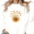 thumbnail image 1 of Sunflower Butterfly Graphic Comfortable Tee T-Shirt Print Top Round-neck long-sleeved White S-3XL, 1 of 5