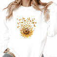 thumbnail image 1 of Sunflower Butterfly Graphic Tee T-Shirt Print Top Cotton softness Round-neck long-sleeved White S-3XL, 1 of 5