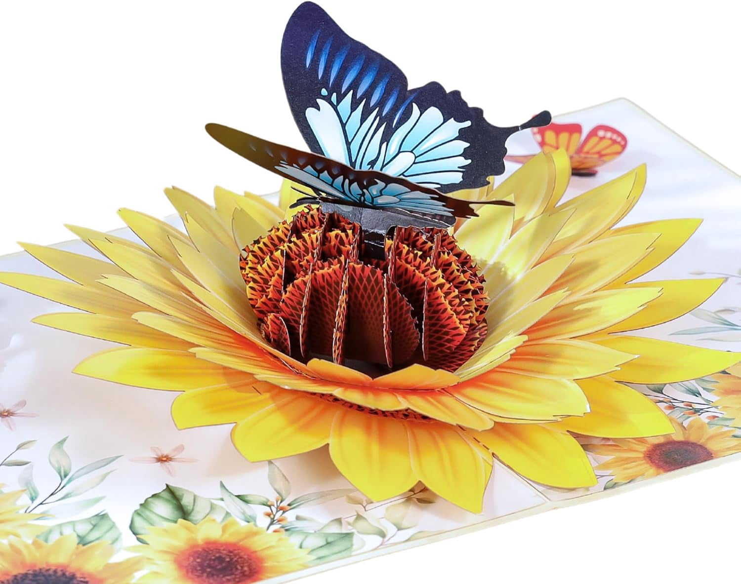 Sunflower & Butterfly Pop Up Mothers Day Card, 3D Popup Birthday Card 6x 8, Ideal Gift for Mother's Day, Anniversary, Valentine's, Thank You, All Occasion for Women, Wife, Mom, Grandma, Her