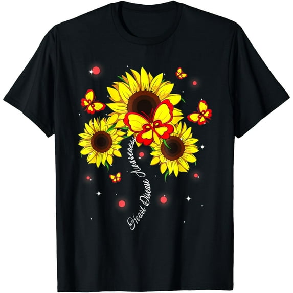 Sunflower Butterfly Ribbon T-Shirt