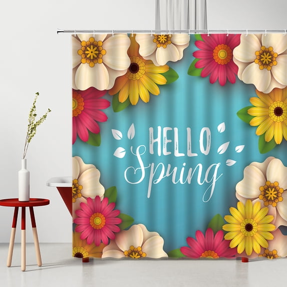 Sunflower Butterfly Shower Curtain Flowers Black And White Stripes Floral Landscape Polyester Fabric Bathroom ration
