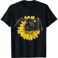 thumbnail image 1 of Sunflower Camera Flower Drawing Artwork T-Shirt Size S-5XL, 1 of 5