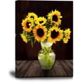 thumbnail image 1 of Sunflower Canvas Wall Art for Bathroom Bedroom Wall Decor Framed Blooming Yellow Flower Wall Decoration Dark Brown Wood Wall Picture for Living Room Sunflower Canvas Painting 12x16inch, Black, 1 of 6