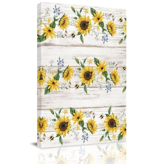 Sunflower Canvas Wall Art for Living Room, Butterfly Bee Poster Print Painting for Bedroom Office Home Decoration Wall Pictures Prepare To Hang 8"x10"