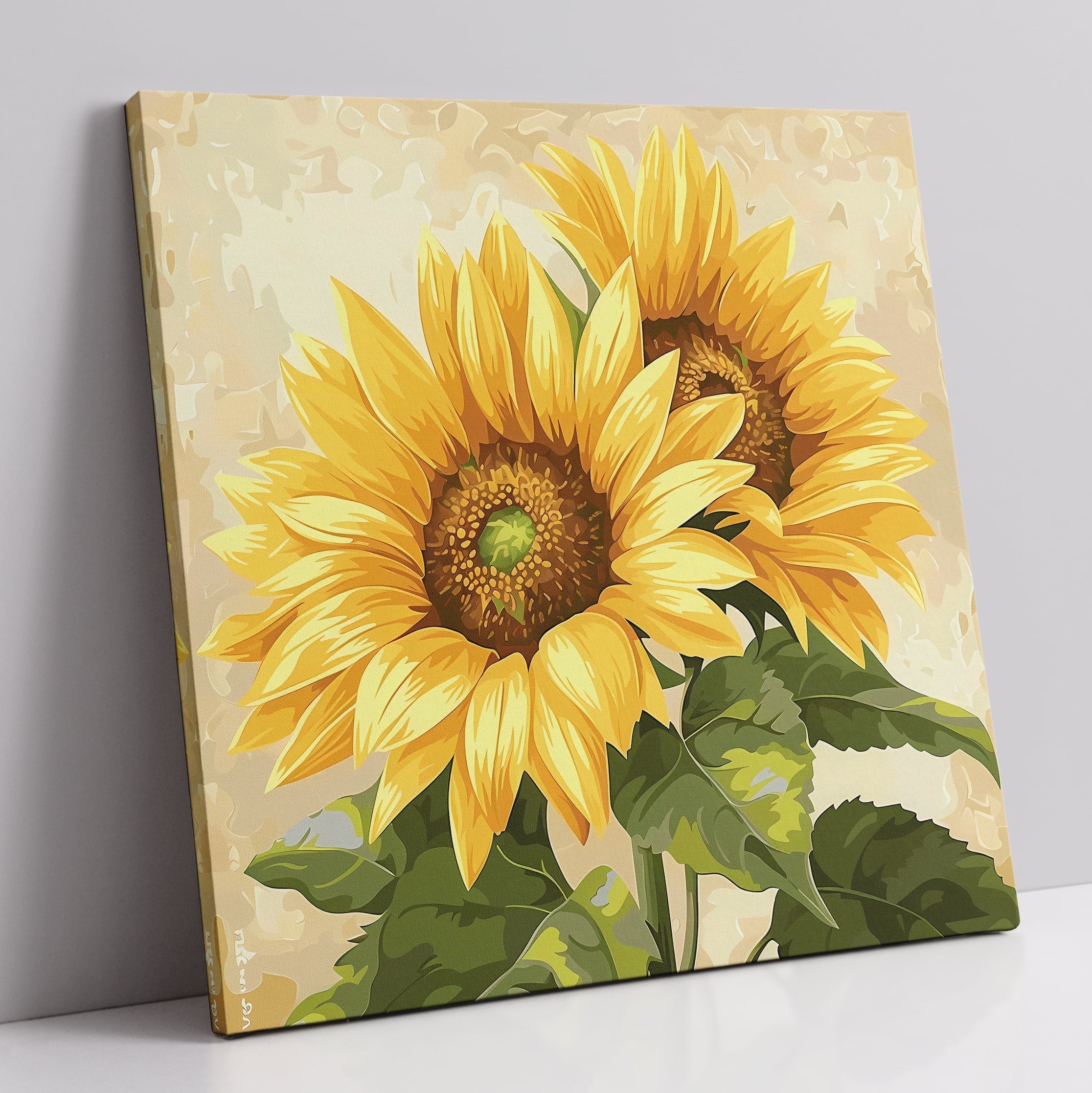 Sunflower Canvas Wall Art, Sunflower Pictures Framed Spring Summer Wall Decor Aesthetic Floral Artwork Vintage Sunflowers Décor Flower Poster Painting for Living Room Ready to Hang (16x16 Inches)