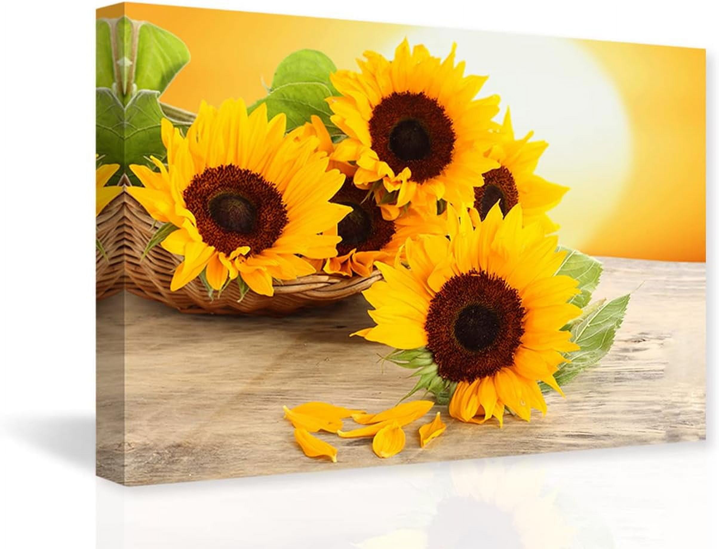 Sunflower Canvas Wall Art Sunflowers Print Painting Yellow Floral ...