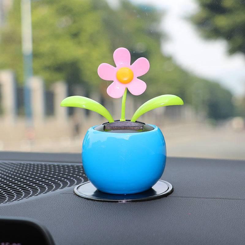 Sunflower Car Accessories Dashboard Decorations, Crochet Smiley Shaking