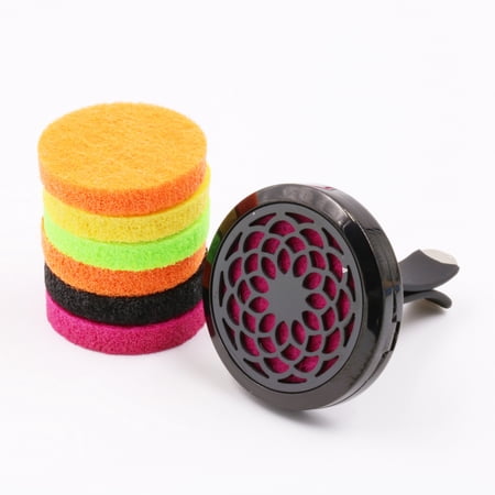Sunflower Car Diffuser Aromatherapy Essential Oil Black Stainless Steel Small Box with Ventilation Clip 12 Felt Pads