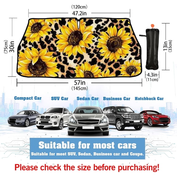Sunflower Car Windshield Shade Cover Blocker Cool Vehicle for SUV Trucks 57x30