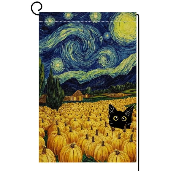 Sunflower Cat Blue Sky Summer Garden Flag 12x18 Vertical Double Sided Burlap Welcome Farmhouse Outdoor Yard Decor