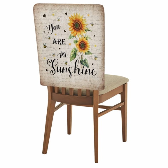 Sunflower Chair Back Covers Set of 1, Bee Sunshine Farmhouse Stretch Dining Chair Back Slipcovers Removable Seat Cover for Kitchen Restaurant Hotel Cafe