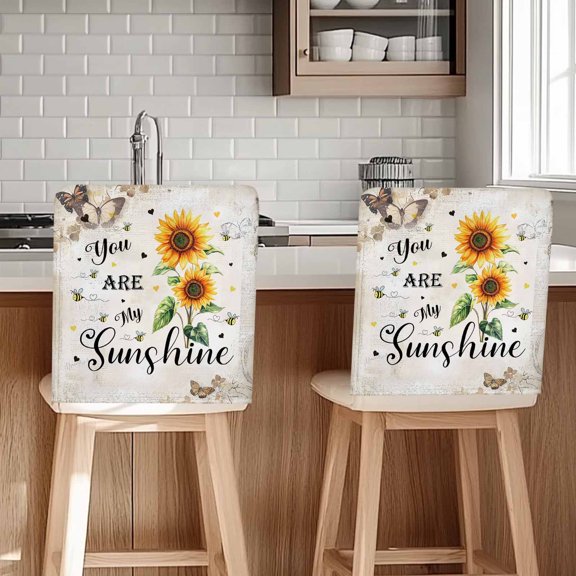 Sunflower Chair Covers Set of 1 Sunshine Farmhouse Chair Back Covers Stretch Removable Washable Chairs Slipcovers Chair Protector for Dining Room Kitchen Party Decor