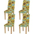 thumbnail image 1 of Sunflower Chair Covers Set of 4, Stretch Kitchen Chair Slipcovers Washable Removable Dining Chair Covers Protector for Dining Room, Hotel and Ceremony, 1 of 5