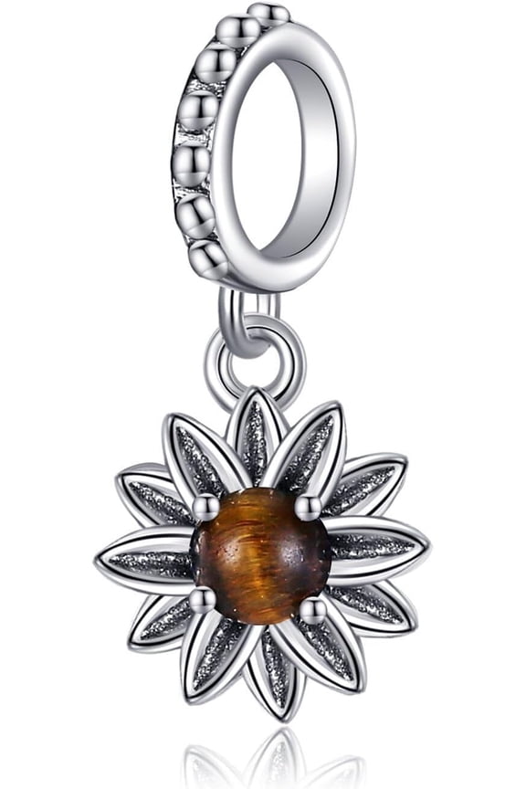 Sunflower Charm Sterling Silver Flower Charm for Bracelet Sunflower Jewelry Gifts for Women