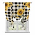 thumbnail image 1 of Sunflower Checked Balloon Curtains for Living Room/French Door, Vintage Garden Floral Bees Farmhouse Tie Up Curtains 63 Inch Length Energy Saving Kitchen Curtains Shades for Windows 42"x63", 1 of 8