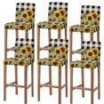 thumbnail image 1 of Sunflower Checkered Bar Stool Cover Set of 6, Black Buffalo Plaid Pastoral Flowers Stretch Bar Chair Cover, Removable Washable Pub Counter Stool Chair Slipcover for Kitchen Dining Room Pub Cafe, 1 of 9