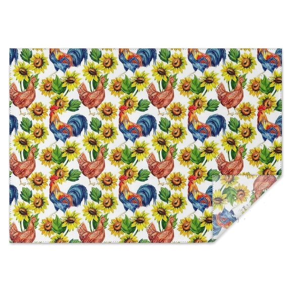 Sunflower Chicken Pattern Rectangle Tablecloth 60"x84",Waterproof Polyester Rectangle Table Cloth, Wipeable Spillproof Polyester Tablecloth for Dining, Camping, Indoor and Outdoor