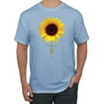 thumbnail image 1 of Sunflower Christian Faith Cross Inspirational/Christian Men's Graphic T-Shirt, Light Blue, Small, 1 of 3