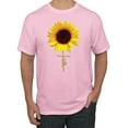 thumbnail image 1 of Sunflower Christian Faith Cross Inspirational/Christian Men's Graphic T-Shirt, Light Pink, Medium, 1 of 3