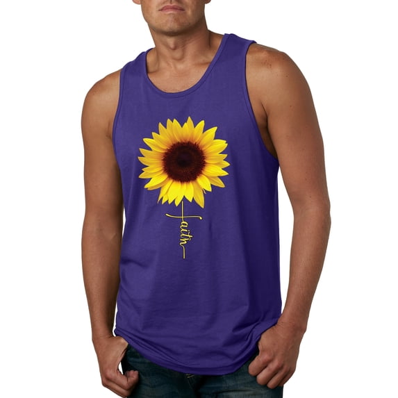 Sunflower Christian Faith Cross Inspirational/Christian Mens Graphic Tank Top, Purple, Small