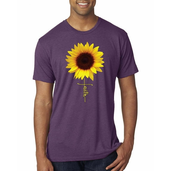 Sunflower Christian Faith Cross Inspirational/Christian Mens Premium Tri Blend T-Shirt, Vintage Purple, X-Large