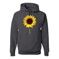 thumbnail image 1 of Sunflower Christian Faith Cross Inspirational/Christian Unisex Graphic Hoodie Sweatshirt, Charcoal, 2XL, 1 of 3
