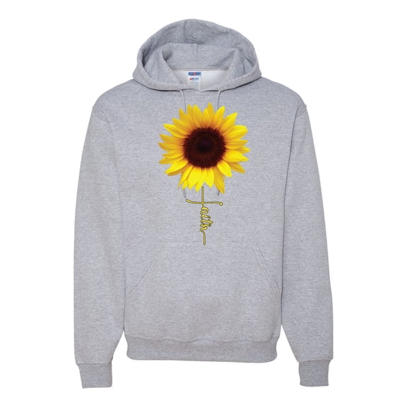 Sunflower Christian Faith Cross Inspirational/Christian Unisex Graphic Hoodie Sweatshirt, Heather Grey, 2XL