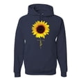 thumbnail image 1 of Sunflower Christian Faith Cross Inspirational/Christian Unisex Graphic Hoodie Sweatshirt, Navy, 2XL, 1 of 3