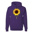 thumbnail image 1 of Sunflower Christian Faith Cross Inspirational/Christian Unisex Graphic Hoodie Sweatshirt, Purple, 2XL, 1 of 3