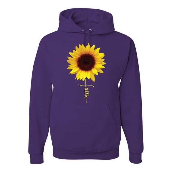 Sunflower Christian Faith Cross Inspirational/Christian Unisex Graphic Hoodie Sweatshirt, Purple, Medium