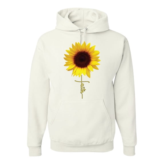 Sunflower Christian Faith Cross Inspirational/Christian Unisex Graphic Hoodie Sweatshirt, White, 3XL