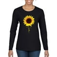 thumbnail image 1 of Sunflower Christian Faith Cross Inspirational/Christian Womens Graphic Long Sleeve T-Shirt, Black, Small, 1 of 3
