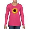 thumbnail image 1 of Sunflower Christian Faith Cross Inspirational/Christian Womens Graphic Long Sleeve T-Shirt, Fuschia, 2XL, 1 of 3