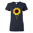 thumbnail image 1 of Sunflower Christian Faith Cross Inspirational/Christian Womens Graphic T-Shirt, Navy, X-Large, 1 of 3