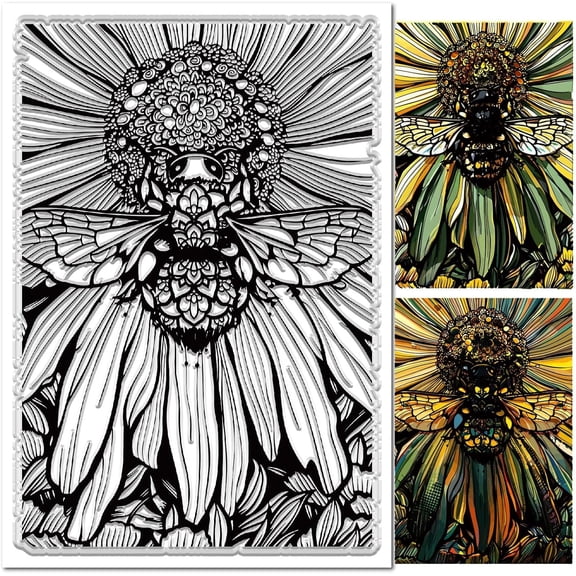 Sunflower Clear Stamps Bee Rubber Stamp Blooming Flowers Background Postmark Transparent Rubber Stamps Seal