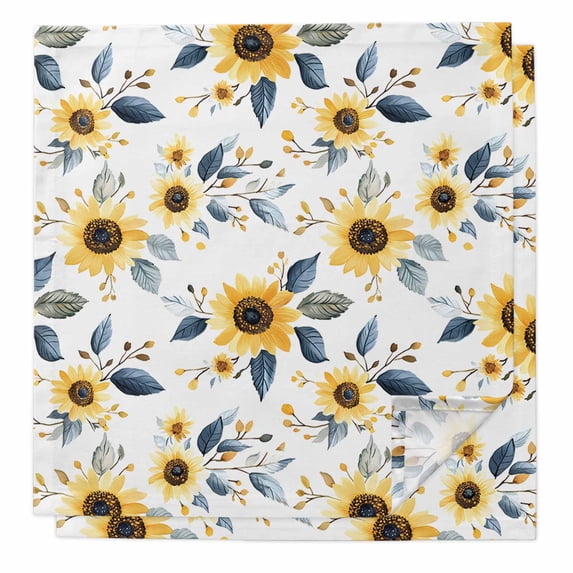 Sunflower Cloth Napkins Washable Set of 2, Spring Floral Vintage Summer Botanical Reusable Dinner Table Napkins Cloth Bulk for Weddings Kitchen Restaurants Hotel Events Parties 20 x 20 Inch