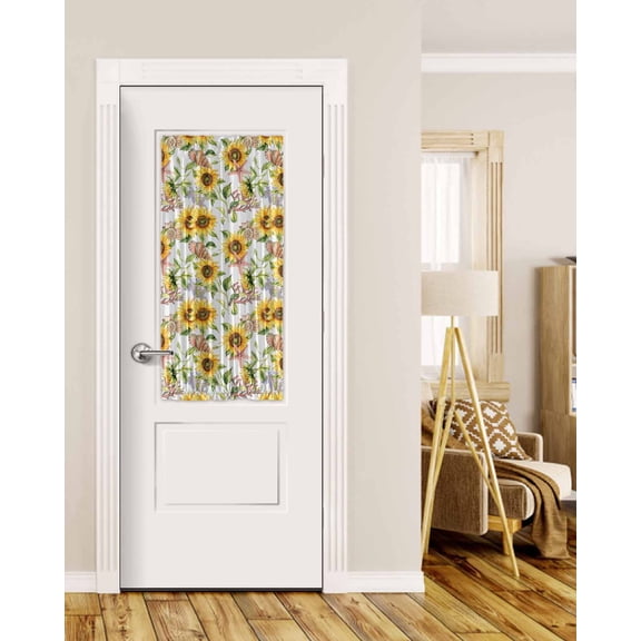 Sunflower Coastal Blackout Door Curtains for French, Glass,Front, Back, Patio Door, Summer Botanical Starfish Coral Thermal Insulated Rod Pocket Window Curtain Drapes With Tiebacks 25"x40"