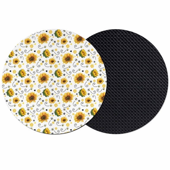 Sunflower Coasters Set of 2, Absorbent Coasters for Drinks, Summer Botanical Farmhouse Floral Elegant Coaster for Desk Coffee Table Protection, Home Decor House Warming Gifts 4"