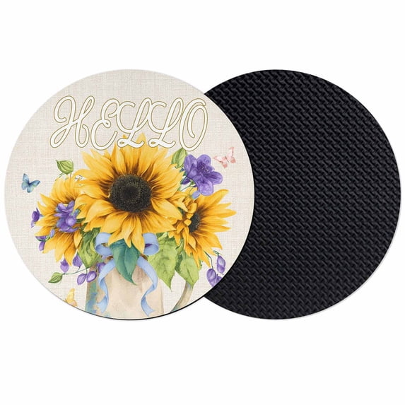 Sunflower Coasters Set of 2, Absorbent Coasters for Drinks, Yellow Flowers Summer Botanical Pastoral Rustic Coaster for Desk Coffee Table Protection, Home Decor House Warming Gifts 4"