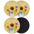 thumbnail image 1 of Sunflower Coasters Set of 4, Absorbent Coasters for Drinks, Yellow Flowers Summer Botanical Farmhouse Coaster for Desk Coffee Table Protection, Home Decor House Warming Gifts 4", 1 of 8