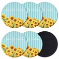 thumbnail image 1 of Sunflower Coasters Set of 6, Absorbent Coasters for Drinks, Yellow Summer Botanical Blue Striped Farmhouse Coaster for Desk Coffee Table Protection, Home Decor House Warming Gifts 4", 1 of 8