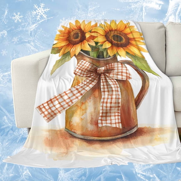 Sunflower Cooling Blanket, Lightweight Breathable Summer Throw Blanket with Double Sided Cold Effect,Orange Yellow Floral Painting Watercolor Picnic Beach Blankets Bed Sheet for Hot Sleepers 30"x40"