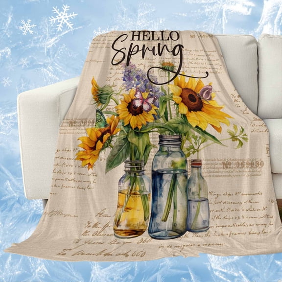 Sunflower Cooling Blanket, Lightweight Breathable Summer Throw Blanket with Double Sided Cold Effect,Spring Floral Summer Botanical Farmhouse Picnic Beach Blankets Bed Sheet for Hot Sleepers 30"x40"