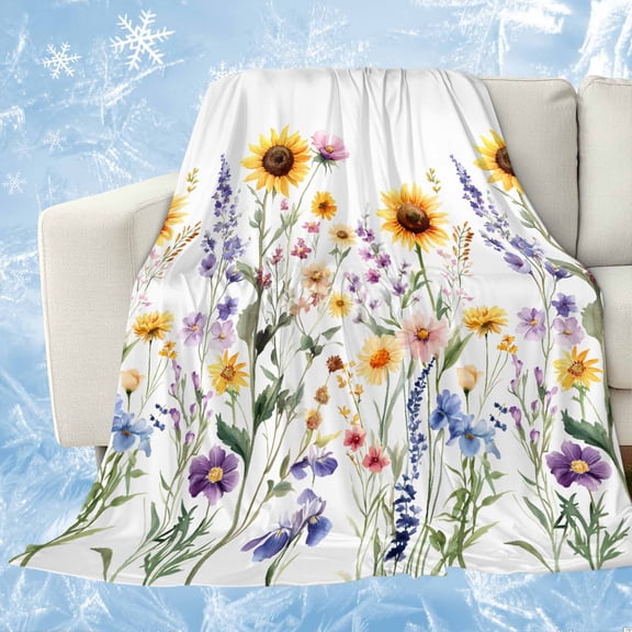 Sunflower Cooling Blanket, Lightweight Breathable Summer Throw Blanket with Double Sided Cold Effect,Spring Floral Summer Botanical Pastoral Picnic Beach Blankets Bed Sheet for Hot Sleepers 30"x40"