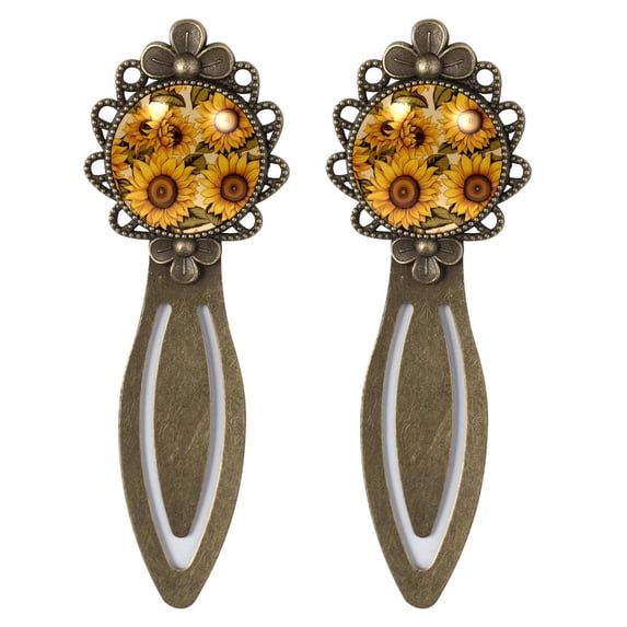 Sunflower Copper-Colored Lace Bookmarks | Stainless Steel Reading Accessories for Book Lovers | Vintage Book Accessories