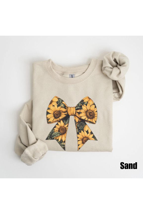 Sunflower Coquette Bow T-Shirt, Flowers Gift T-Shirt, Love Flower T-Shirt, Mom T-Shirt, Fl