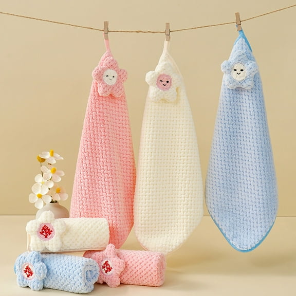 Sunflower Coral Fleece Thickened Absorbent Towel, Microfiber Material, Hanging Design, for Kitchen Cleaning, Wedding Souvenir Gift, Phone and Screen Polishing, in Blue, 1 Pc