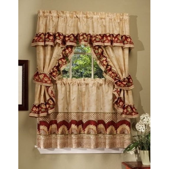 Sunflower Cottage Kitchen Curtain Set 57 X 36