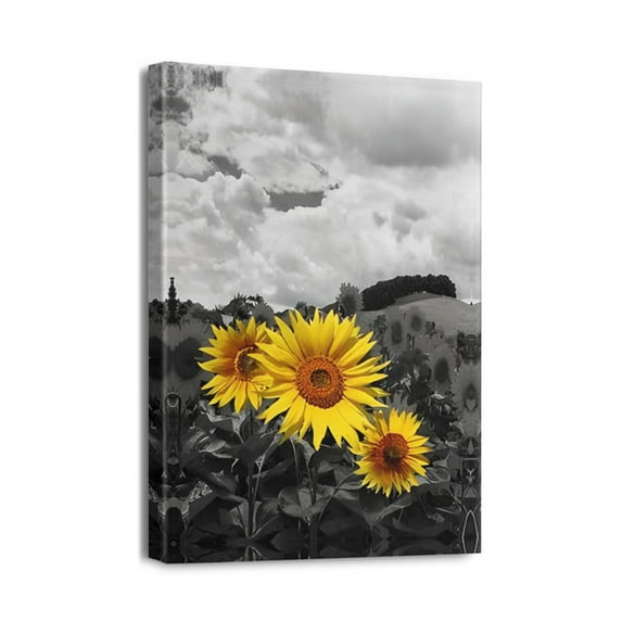 Sunflower Country Rustic Farmhouse Wart Art,Aesthetic Morden Art with Frame,Artwork for Living Room Decor Room Decor,12x16inch